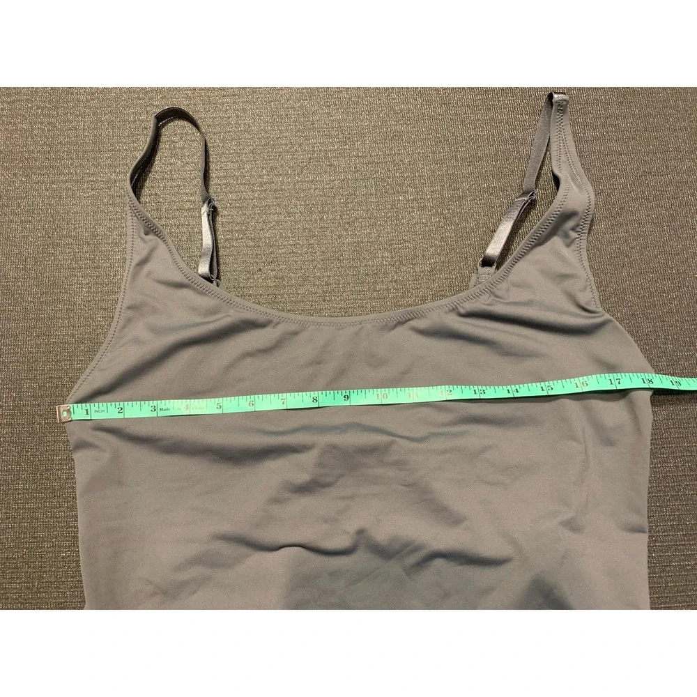 Skims Signature Swim Scoop‎ Neck One-Piece Swimsuit in Gunmetal Women's 3X